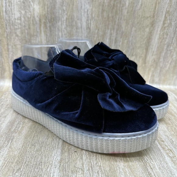 Pink‎ Label Sharon Dasher Loafers Woemens Size 6 Blue Velvet Shoes Slip On - Picture 2 of 12